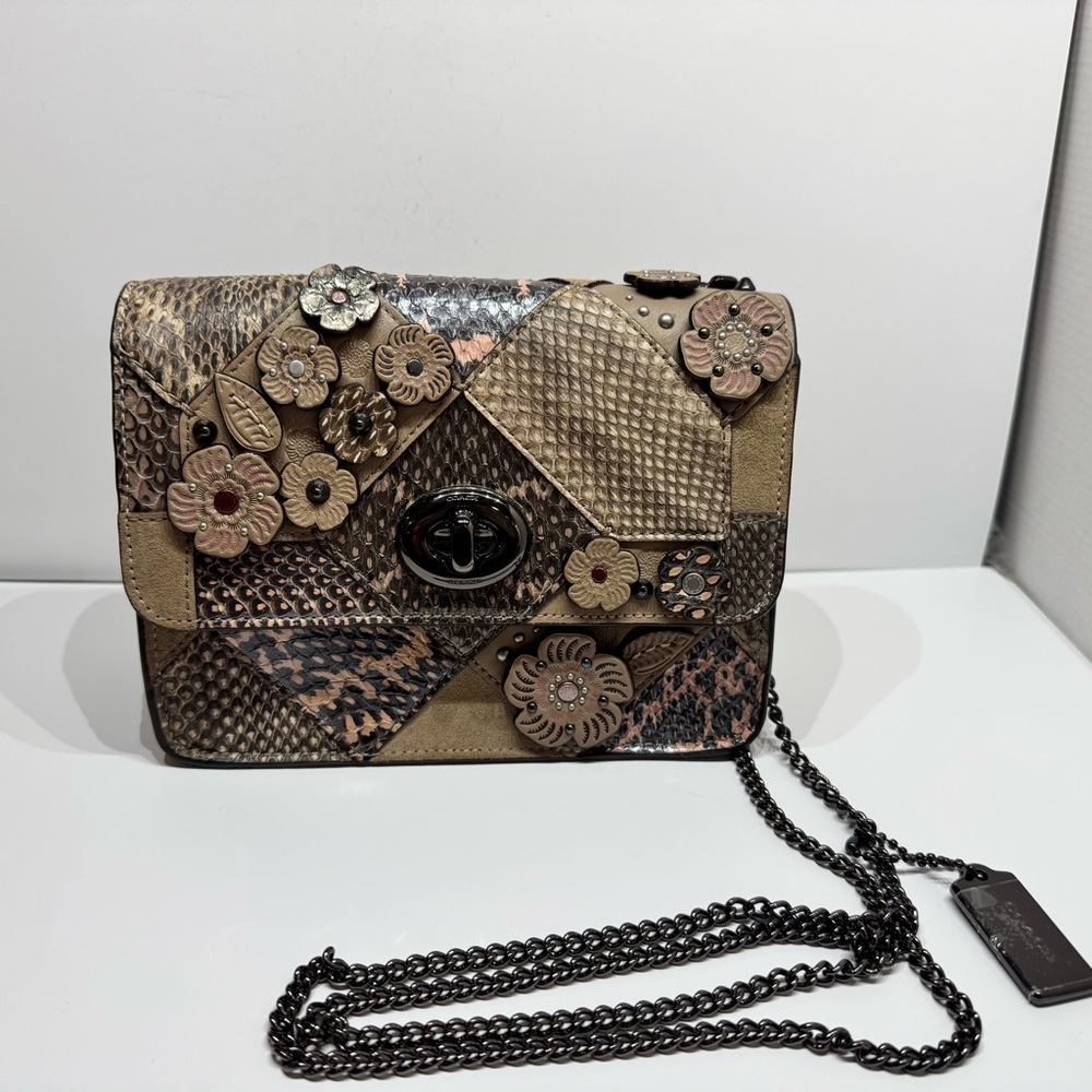 Coach Patchwork Bowery Crossbody Snakeskin 12071 in perfect preowned condition